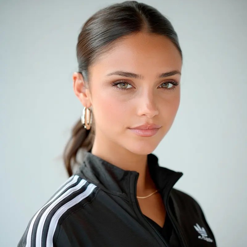 Modelo promotora con uniforme deportivo en activación de marca en Chile